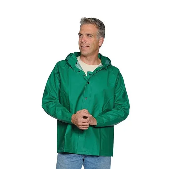 CONDOR 4PCJ2 Rain Jacket, M, Green, Hood - Picture 1 of 1